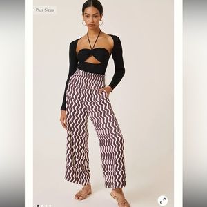 NWT ANTHROPOLOGIE Maeve Plum Printed Wide-Leg Pants